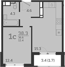 Продается 2-комн. квартира, 36.6 м²