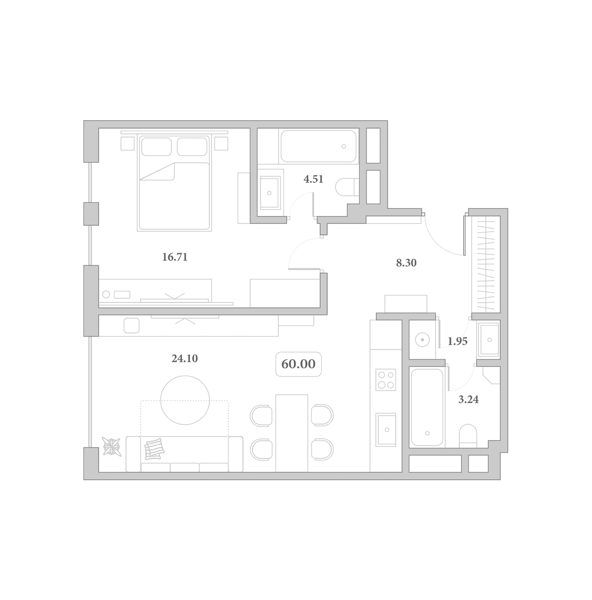 Продается 2-комн. квартира, 60 м²