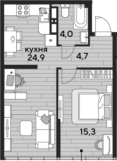 Продается 1-комн. квартира, 48.9 м²