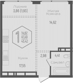 Продается 2-комн. квартира, 41.77 м²