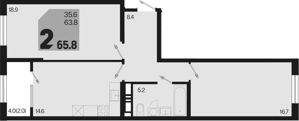 Продается 2-комн. квартира, 63.8 м²