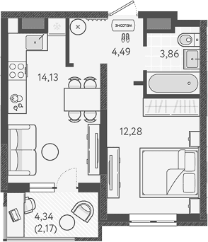 Продается 1-комн. квартира, 35.3 м²