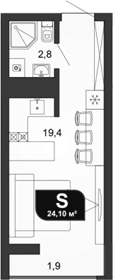 Продается 1-комн. квартира, 22.2 м²