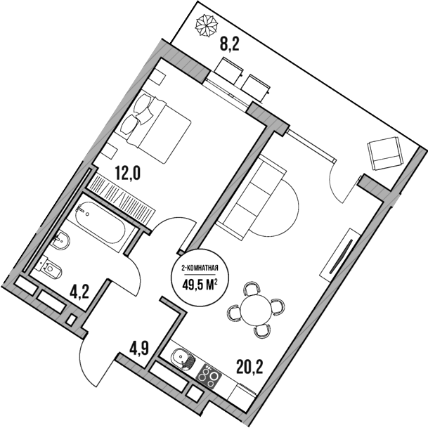 Продается 2-комн. квартира, 41.3 м²
