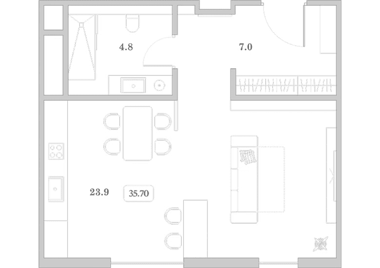 Продается 1-комн. квартира, 35.7 м²