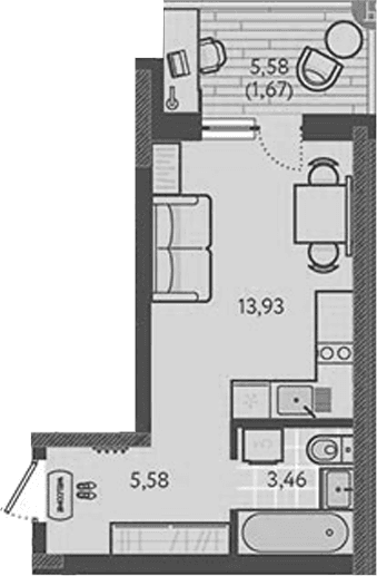 Продается 1-комн. квартира, 22.75 м²
