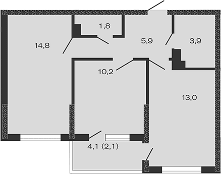 Продается 2-комн. квартира, 49.6 м²