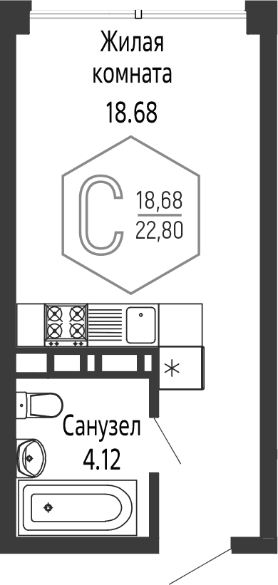 Продается 1-комн. квартира, 22.8 м²