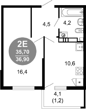 Продается 2-комн. квартира, 35.7 м²