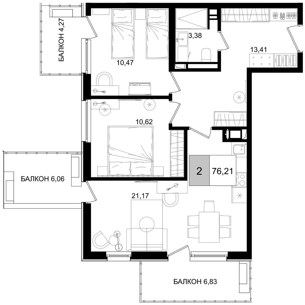 Продается 3-комн. квартира, 59.05 м²