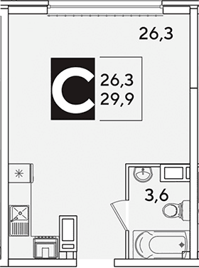 Продается 1-комн. квартира, 29.9 м²