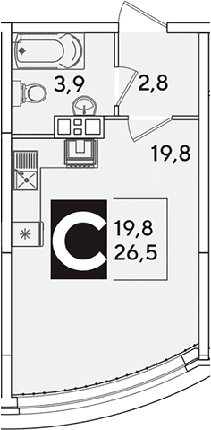 Продается 1-комн. квартира, 26.5 м²