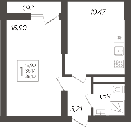 Продается 1-комн. квартира, 36.17 м²