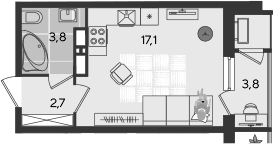 Продается 1-комн. квартира, 23.6 м²