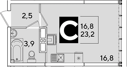 Продается 1-комн. квартира, 23.2 м²