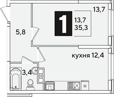Продается 1-комн. квартира, 35.5 м²