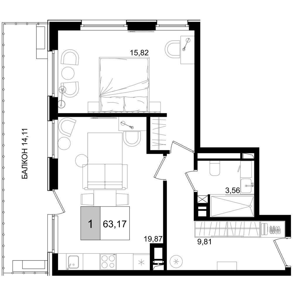 Продается 2-комн. квартира, 49.06 м²