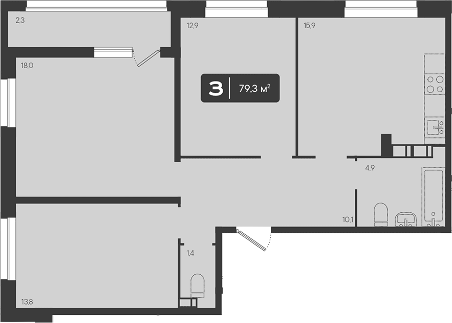Продается 3-комн. квартира, 77 м²