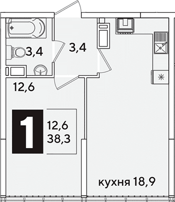 Продается 2-комн. квартира, 38.3 м²