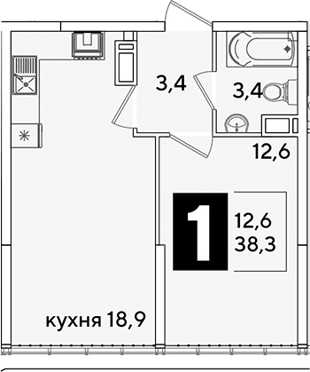 Продается 2-комн. квартира, 38.3 м²