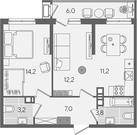 Продается 2-комн. квартира, 51.6 м²