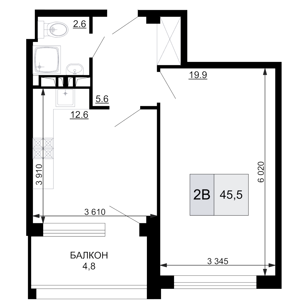 Продается 2-комн. квартира, 40.7 м²