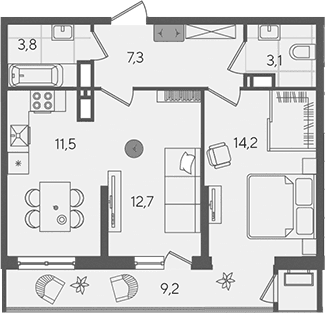 Продается 2-комн. квартира, 52.6 м²