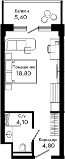Продается 1-комн. квартира, 27.7 м²