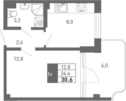 Продается 2-комн. квартира, 25.5 м²