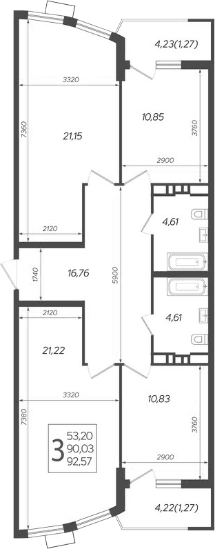 Продается 3-комн. квартира, 90.03 м²