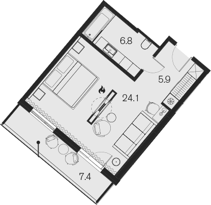 Продается 1-комн. квартира, 36.8 м²