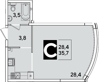 Продается 1-комн. квартира, 35.7 м²