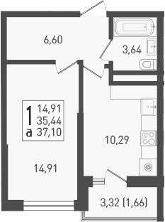 Продается 1-комн. квартира, 36.3 м²