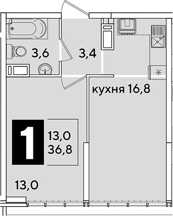 Продается 2-комн. квартира, 36.8 м²