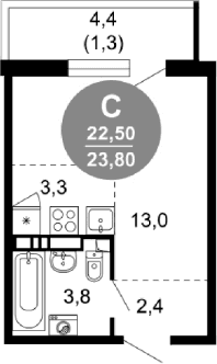 Продается 1-комн. квартира, 22.5 м²
