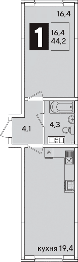 Продается 2-комн. квартира, 44.2 м²