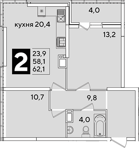 Продается 3-комн. квартира, 58.1 м²