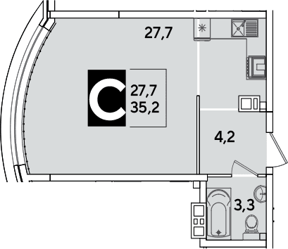 Продается 1-комн. квартира, 35.2 м²