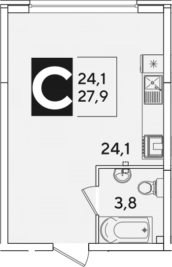Продается 1-комн. квартира, 27.9 м²