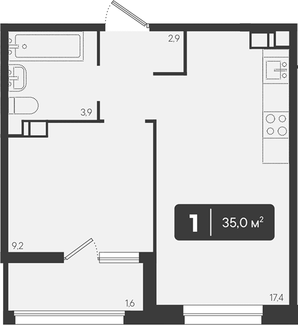 Продается 1-комн. квартира, 33.4 м²