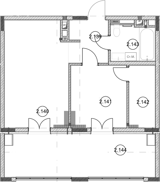 Продается 1-комн. квартира, 43.2 м²