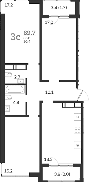 Продается 4-комн. квартира, 86 м²