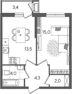 Продается 1-комн. квартира, 38.8 м²