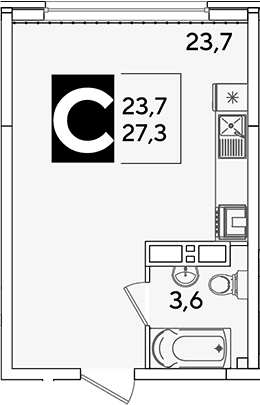 Продается 1-комн. квартира, 27.3 м²