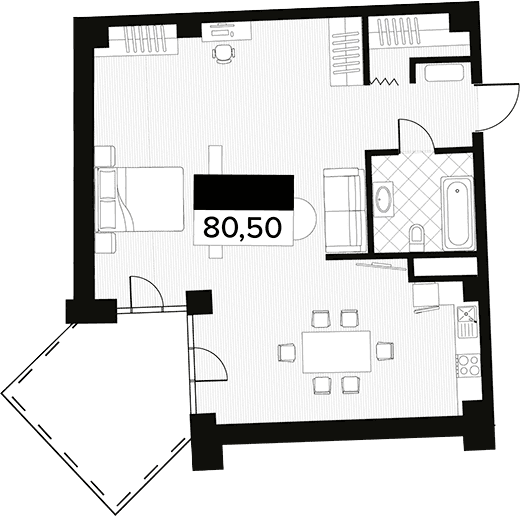 Продается 1-комн. квартира, 80.5 м²