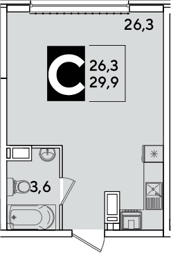 Продается 1-комн. квартира, 29.9 м²