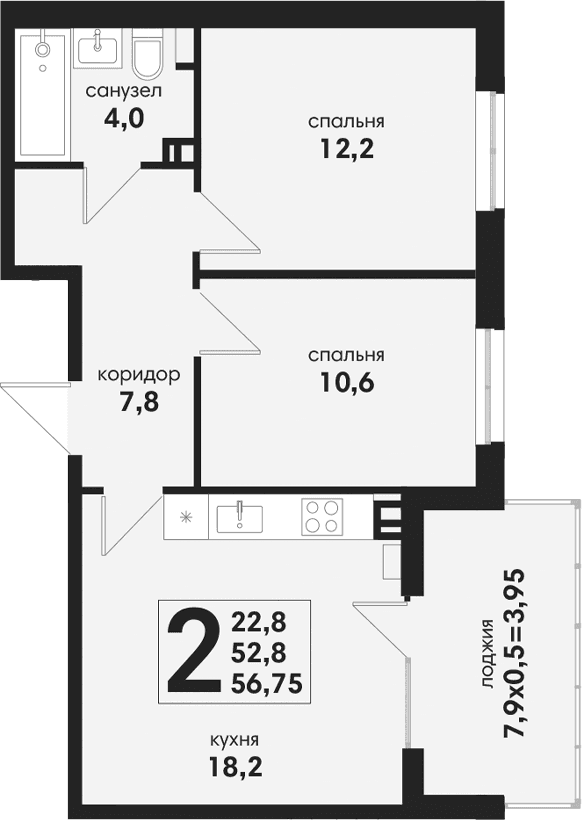 Продается 3-комн. квартира, 52.8 м²