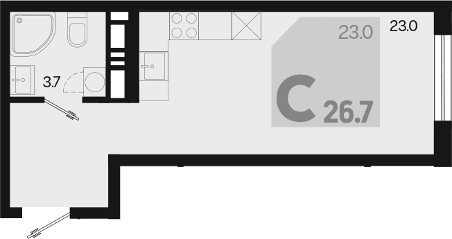 Продается 1-комн. квартира, 26.7 м²