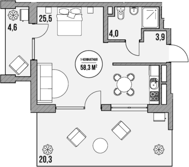 Продается 1-комн. квартира, 33.4 м²