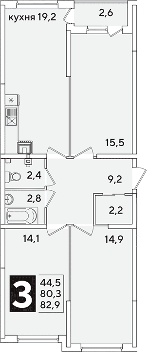 Продается 4-комн. квартира, 80.3 м²